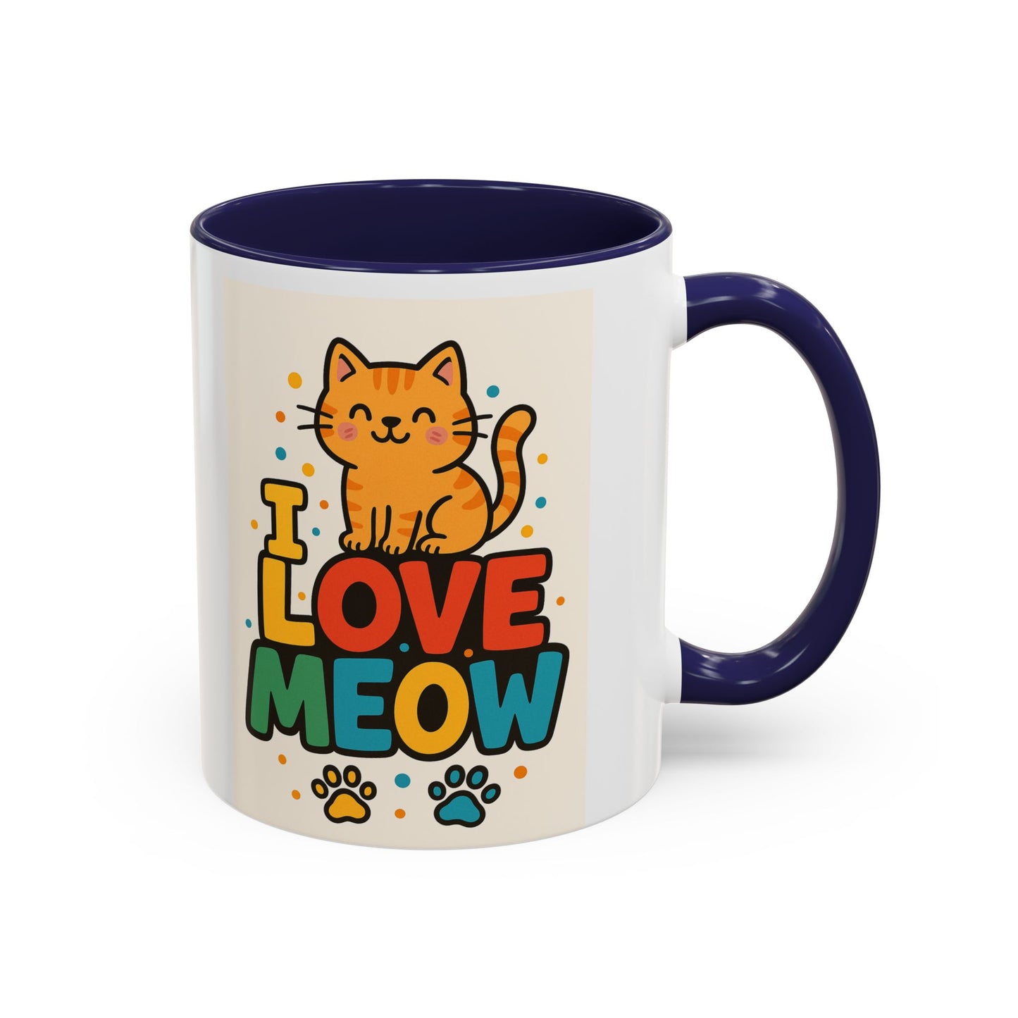 I Love Meow Cat Coffee Mug – Cute Cat Lover Accent Mug (11/15oz)