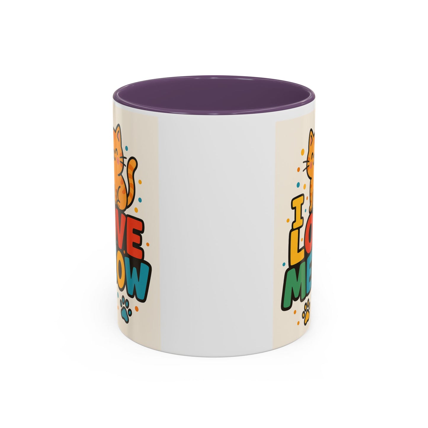 I Love Meow Cat Coffee Mug – Cute Cat Lover Accent Mug (11/15oz)